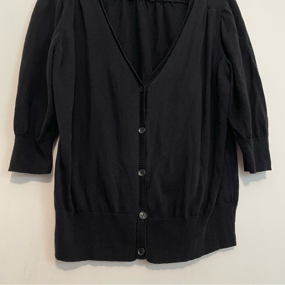 LANE BRYANT Plus Size Black V-Neck 3/4 Sleeve 100% Cotton Cardigan Sweater 18 20 - Picture 3 of 13
